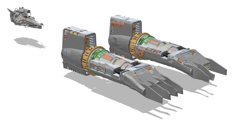 Dud Bolt's Podracer (Aged) three-quarter view - Star Wars Galactic Racer